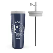 Wine & Dine - Travel Mug, 700 ml / Flap & Straw Set
