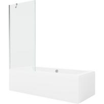 Mexen Cube stačiakampė vonia 170 x 80 cm su apdaila ir 1-durų 80 cm pertvara, skaidri, chromuota - 550517080X9508000001