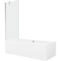 Mexen Cube stačiakampė vonia 170 x 80 cm su apdaila ir 1-duris šonine sienele 70 cm, skaidri, chromas - 550517080X9507000001
