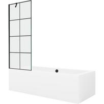 Mexen Cube stačiakampė vonia 170 x 80 cm su korpusu ir vieno sparno 70 cm sienele, juodas raštas - 550517080X9507007077