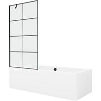 Mexen Cube stačiakampė vonia 170 x 80 cm su apdaila ir vieno skyriaus 90 cm ekranu, juodas raštas - 550517080X9509007077