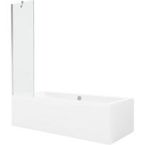 Mexen Cube stačiakampė vonia 180 x 80 cm su apdaila ir vieno skydo 50 cm ekranu, permatoma, chromuota - 550518080X9505000001