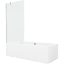 Mexen Cube stačiakampė vonia 180 x 80 cm su apdaila ir vieno sparno pertvara 90 cm, permatoma, chromuota