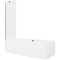 Mexen Cube stačiakampė vonia 180 x 80 cm su gaubtu ir vieno sparno 60 cm pertvara, permatoma, auksinė - 550518080X9506000050