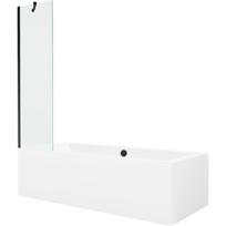 Mexen Cube stačiakampė vonia 180 x 80 cm su apdaila ir 1-durų ekranas 50 cm, skaidri, juoda - 550518080X9505000070