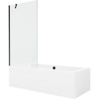 Mexen Cube stačiakampė vonia 180 x 80 cm su apdaila ir vienos dalies pertvara 90 cm, skaidri, juoda - 550518080X9509000070