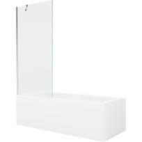 Mexen Cubik stačiakampė vonia 150 x 70 cm su apdaila ir vienos dalies 80 cm pertvara, skaidri, chromuota