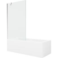 Mexen Cubik stačiakampė vonia 150 x 70 cm su apdaila ir vienos sekcijos pertvara 100 cm, skaidri, chrominė