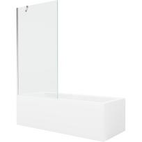 Mexen Cubik stačiakampė vonia 150 x 70 cm su apdaila ir vienos dalies 90 cm uždangalu, skaidrus, chromas