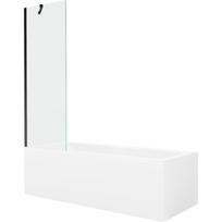 Mexen Cubik stačiakampė vonia 150 x 70 cm su apdaila ir 1 atitvaro skydu 60 cm, permatoma, juoda - 550315070X9506000070