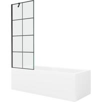 Mexen Cubik stačiakampė vonia 150 x 70 cm su apmušalu ir 1-durų širma 70 cm, juodas raštas - 550315070X9507007077