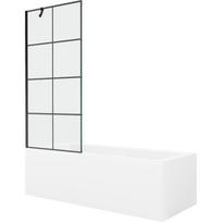 Mexen Cubik stačiakampė vonia 150 x 70 cm su apdaila ir 1-duris ekranu 80 cm, juodas raštas - 550315070X9508007077