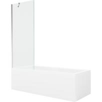 Mexen Cubik stačiakampė vonia 160 x 70 cm su apdaila ir 1 durų ekranine siena 70 cm, permatoma, chromuota