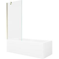 Mexen Cubik stačiakampė vonia 160 x 70 cm su apdaila ir vienos dalies 80 cm ekranu, permatoma, auksinė - 550316070X9508000050