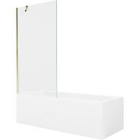 Mexen Cubik stačiakampė vonia 160 x 70 cm su korpusu ir viengubu 90 cm ekranu, skaidri, auksinė - 550316070X9509000050