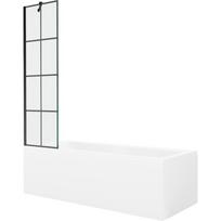 Mexen Cubik stačiakampė vonia 160 x 70 cm su apdaila ir 1-durų pertvara 50 cm, juodas raštas - 550316070X9505007077