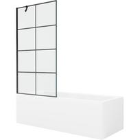 Mexen Cubik stačiakampė vonia 160 x 70 cm su apdaila ir vienvėriu 90 cm ekranu, juodas raštas - 550316070X9509007077