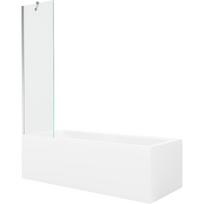 Mexen Cubik stačiakampė vonia 170 x 70 cm su aptaisymu ir vieno sparno 50 cm širma, skaidri, chromas - 550317070X9505000001