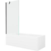 Mexen Cubik stačiakampė vonia 170 x 70 cm su apdaila ir 1-durų 80 cm pertvara, permatoma, juoda - 550317070X9508000070
