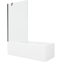 Mexen Cubik stačiakampė vonia 170 x 70 cm su apdaila ir 1-durio pertvara 100 cm, permatoma, juoda - 550317070X9510000070