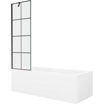 Mexen Cubik stačiakampė vonia 170 x 70 cm su apdaila ir vienų durų ekranėliu 60 cm, juodas raštas - 550317070X9506007077
