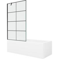 Mexen Cubik stačiakampė vonia 170 x 70 cm su apdaila ir vienašoniu pertvaru 100 cm, juodas raštas - 550317070X9510007077