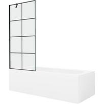 Mexen Vega stačiakampė vonia 150 x 70 cm su apdaila ir vieno sparno 80 cm širma, juodas raštas - 550115070X9508007077