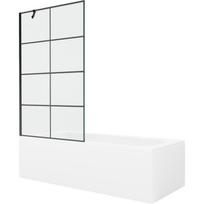 Mexen Vega stačiakampė vonia 150 x 70 cm su paneliu ir 1 sparno pertvara 100 cm, juodos spalvos raštas - 550115070X9510007077