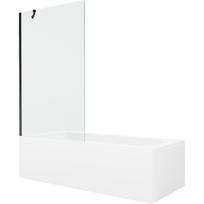 Mexen Vega stačiakampė vonia 160 x 70 cm su apdaila ir 1-sparnio paravanu 100 cm, permatomas, juodas - 550116070X9510000070