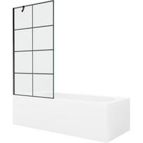 Mexen Vega stačiakampė vonia 160 x 70 cm su apdaila ir 1 sparno 90 cm ekranėliu, juodas raštas - 550116070X9509007077