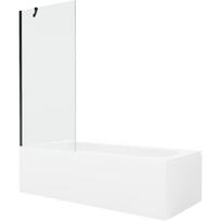 Mexen Vega stačiakampė vonia 170 x 70 cm su danga ir vienos durų ekranu 80 cm, permatoma, juoda - 550117070X9508000070