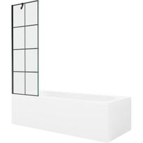 Mexen Vega stačiakampė vonia 170 x 70 cm su apdaila ir vienasparniu šydu 60 cm, juodas raštas - 550117077X9506007077
