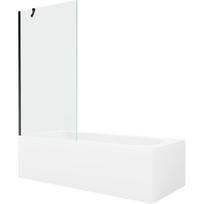 Mexen Vega stačiakampė vonia 180 x 80 cm su apdaila ir 1-durų ekranu 90 cm, permatoma, juoda - 550118080X9509000070