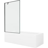 Mexen Vega stačiakampė vonia 180 x 80 cm su apdaila ir viengubu permatomu skydu 100 cm, juodas raštas - 550118080X9510007070