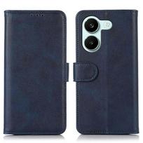 For Xiaomi Poco X8 Pro 5G / Redmi Turbo 5 5G Case Cowhide Texture Leather Wallet Phone Cover with Stand - Blue