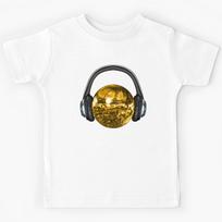 Gold Disco Ball with Headphones Kids T-Shirt 160