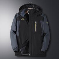 Men's Fleece-Lined Windbreaker: Warm, Thick Cotton Coat for Middle-Aged & Elderly During Autumn/Winter L Fits ~95-110 lbs