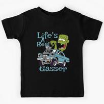 Hot Rod Gasser Cartoon Outlaw Drag Racing Blown Street Car Kids T-Shirt 100