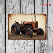 Senovinis ūkio traktorius Metalinis skardinis ženklas Rustic Sienų menas su paveiktu paviršiumi Puikiai tinka barui, kavinei, paplūdimio vilai ar sodybai De 20x30cm（7.8x11.8inch）