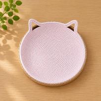 Cotton Rope Large Woven Cat Bed Round Dog Sleeping Bed Comfortable Pet Sofa Bed  Household 13.78x13.78x1.77in rožinė