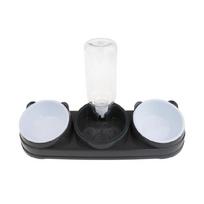 Pet Bowl and Water Dispenser for Dog Cats Double Bowl Feeding Station Pet Waterer Food Dish for Home Office Essential tamsiai pilka spalva