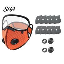 Dust Mask with Filter Cycling Face & Breathing Valve, Reusable Carbon Construction Goggles, Lightweight Protection Shield for Outdoor Motorcycle oranžinė