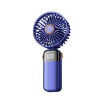 (Blue) Powerful Handheld Fan with Digital Display 1200mAh 5 Speed Desk Fan USB Charging Cooling Fan mėlyna