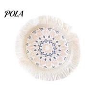 Protective Hot Pot Holder Boho Cotton Woven Trivet Placemat, Tassel Fringe Table Mat for Dinner Plates, Heat Thermal Dining Placemat Resistant Dishes, S A