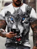 Summer men's T-shirt 3D printed animal wolf fashion trend short sleeved casual comfortable plus size round neck top S