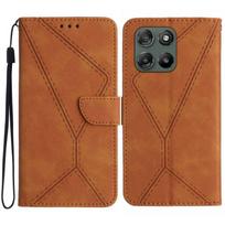 Stitching Embossed Leather Phone Case For Motorola Edge 60 5G žalia