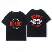 ACDC Rock Band Peripheral Short-sleeved T-shirts for Men and Women Pure Cotton American Street Hip-hop Casual Clothes for Summer S