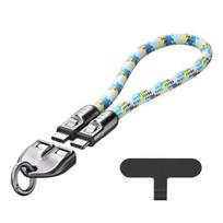 C to C 240W Charging Cable 2-in-1 Cell Phone Lanyard Wearable Bracelet Portable 5A Fast Charging USB-C Data Cable for Smartphones Tablets Laptops 30cm mėlyna