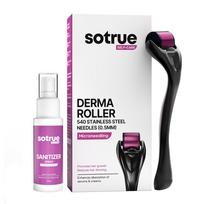 Sotrue Derma Roller 0.5mm with Sanitizer | Derma Roller for Hair Growth & Thickening, Reduces Acne Scars (Black)
