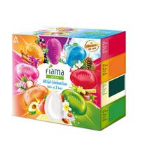 Fiama Gel prausimosi muilas Mega šventės pakuotė, su 8 unikaliais gelio muiliukais, 1000 g (125g - 8 vnt. pakuotė), su odos kondicionieriais drėkintai odai, Muilas blue